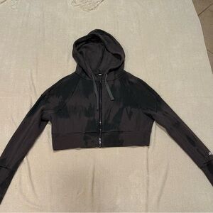 ALO Yoga Black Tie-Dye Cropped Hoodie